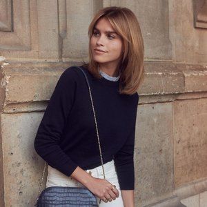 Sezane Eduardo Jumper - Blue Stripe Collar